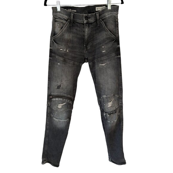 G Star Raw Jeans Mens Size 29 X 34 5420 3D Zip Knee Skinny Gray Black Wash - Picture 1 of 7